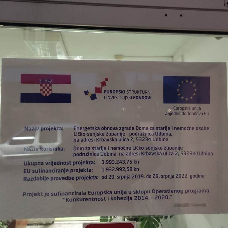 Slika Plakata energetske obnove objekta Doma u Udbini