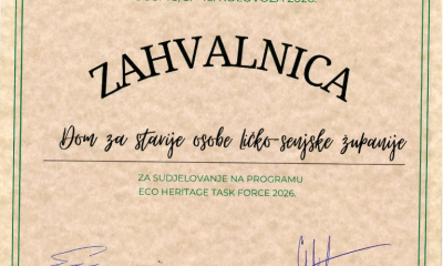 Zahvalnica - ECO HERITAGE TASK FORCE
