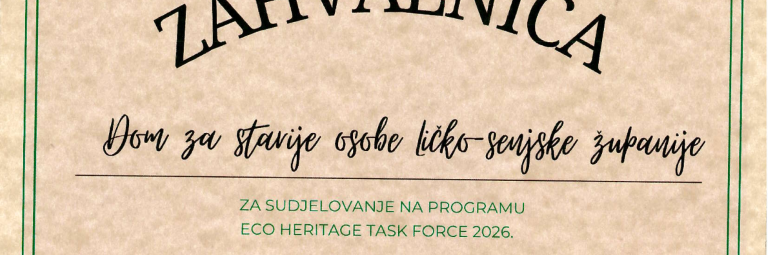 Zahvalnica - ECO HERITAGE TASK FORCE